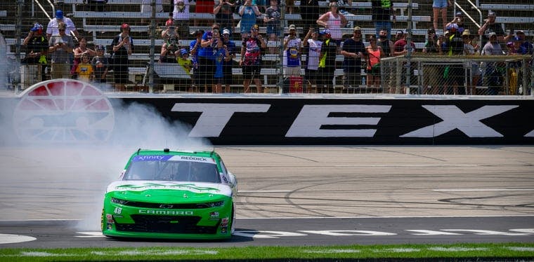 Xfinity Series driver Tyler Reddick performs a spinout