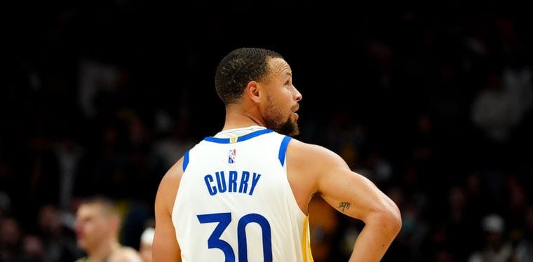 Golden State Warriors guard Stephen Curryduring the fourth quarter against the Denver Nuggets