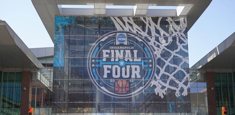 NCAA Final Four March Madness signage in Indianapolis for the 2021 Final Four