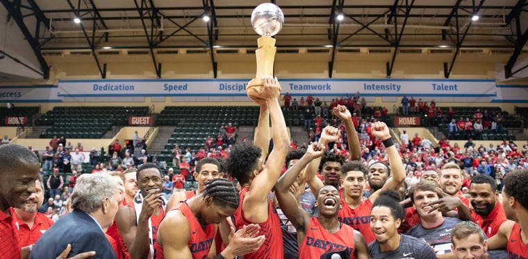 The Dayton Flyers after winning the ESPN Events Invitational to kick off their 2021-2022 NCAA Campaign