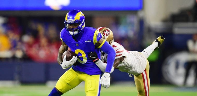 Odell Beckham Jr. makes a move in the NFC Championship game at SoFi Stadium, the site of this year's Super Bowl.
