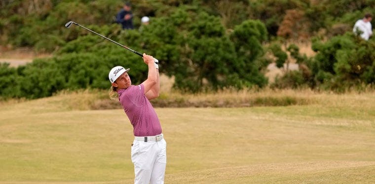 Cameron Smith takes a shot during the final round of the 150th Open Championship